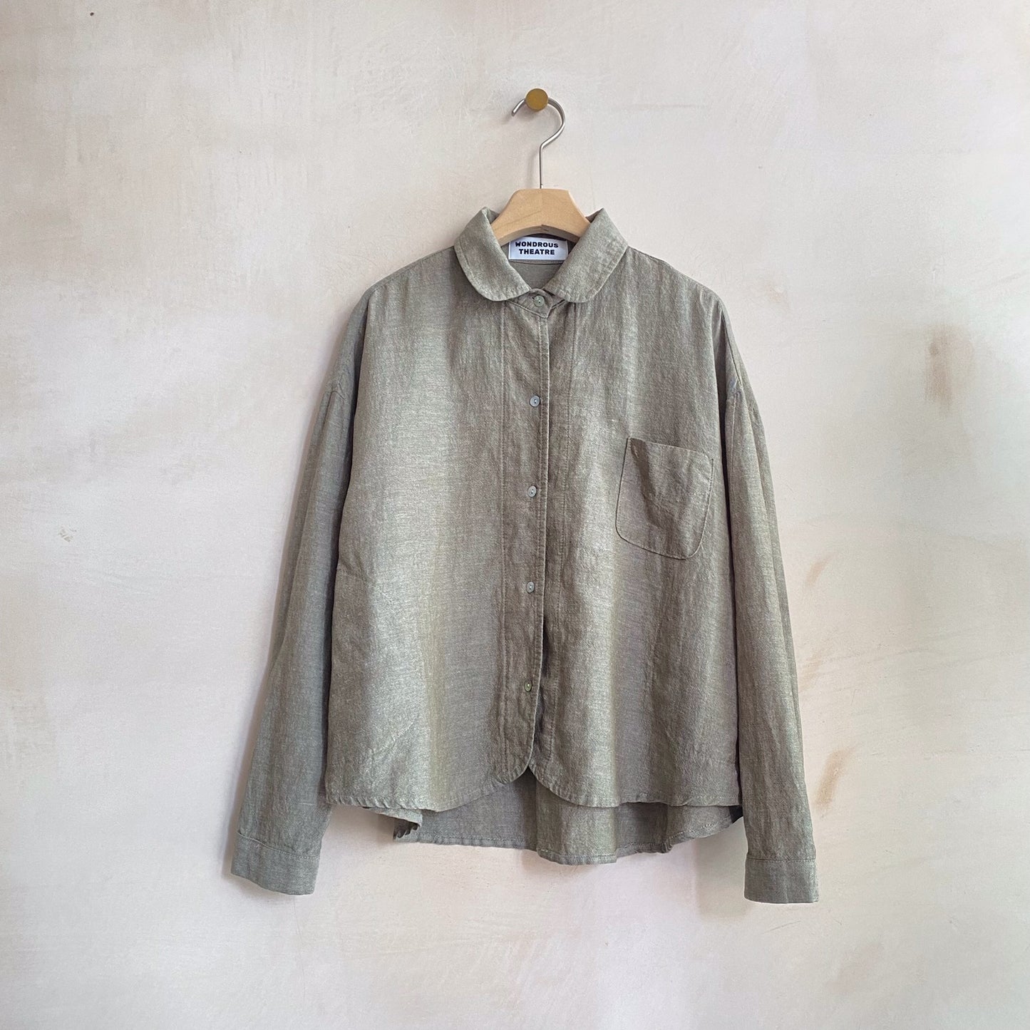 Cotton linen colour Shirt Jacket -Khaki-