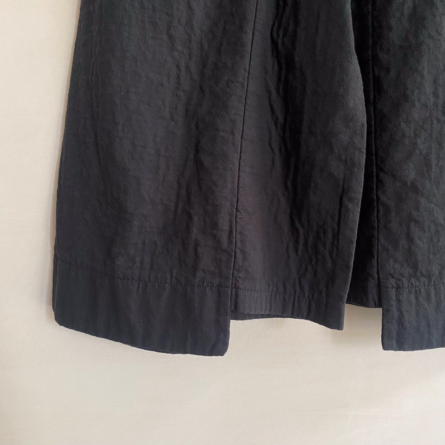 Textured cotton wide trousers -Black-