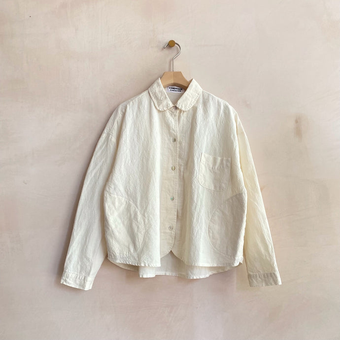 Cotton linen rounded collar JK -Ivory-