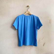 Simple cropped T -Blue-