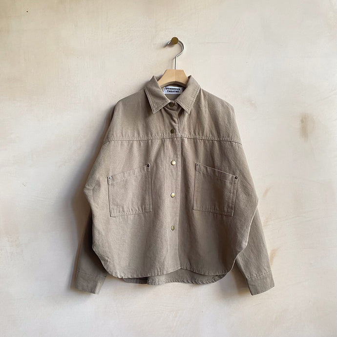 Canvas cotton jacket -Khaki-