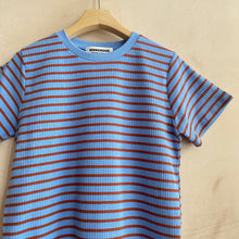 RIB STRIPE T -BLUEX BROWN-