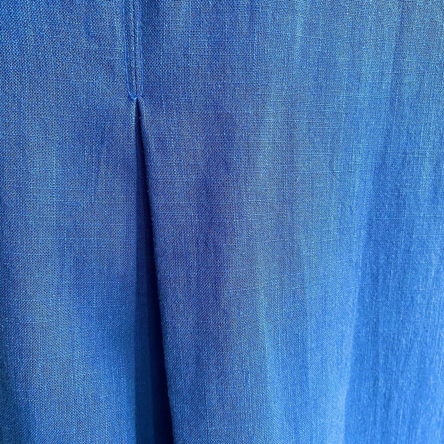 Block colour Linen L/S dress -Blue-
