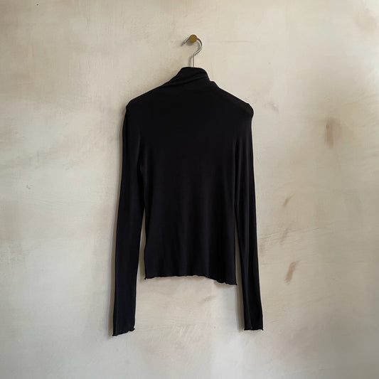Bamboo Rayon turtle neck -Black-