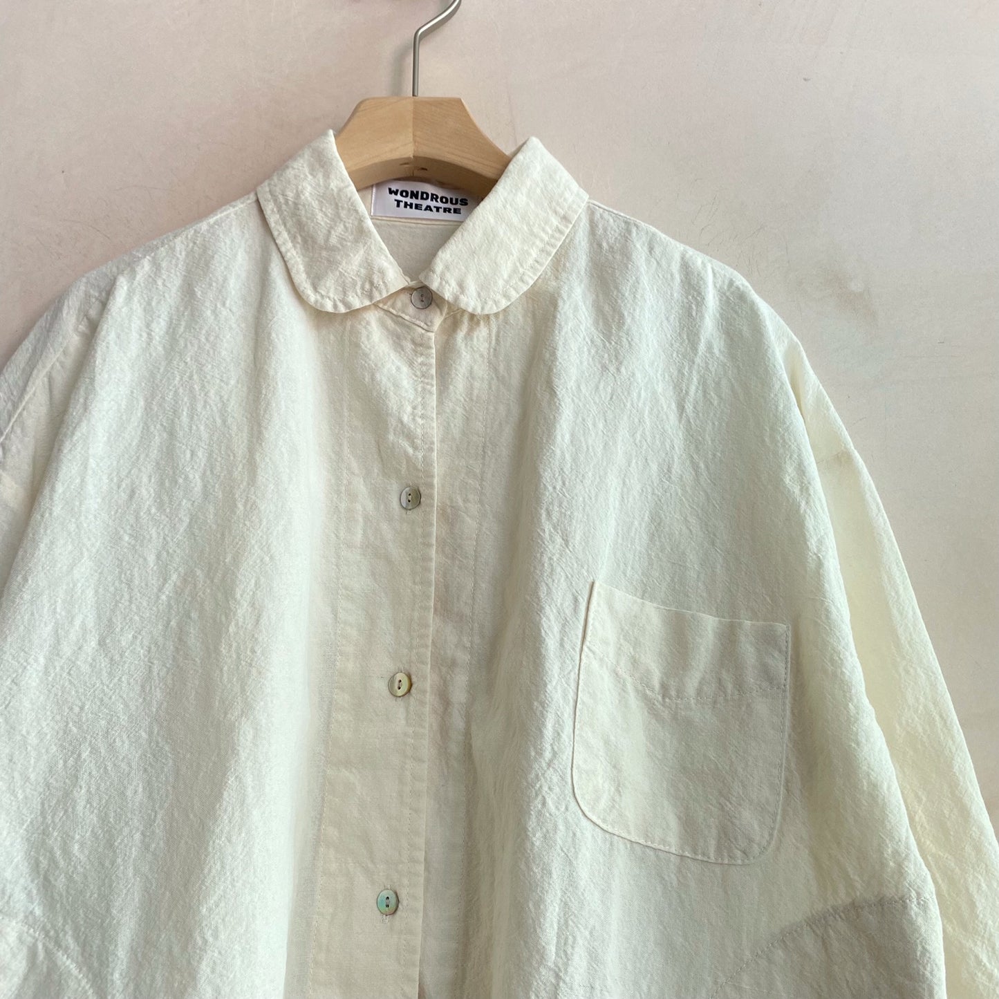 Cotton linen colour Shirt Jacket -Ivory-