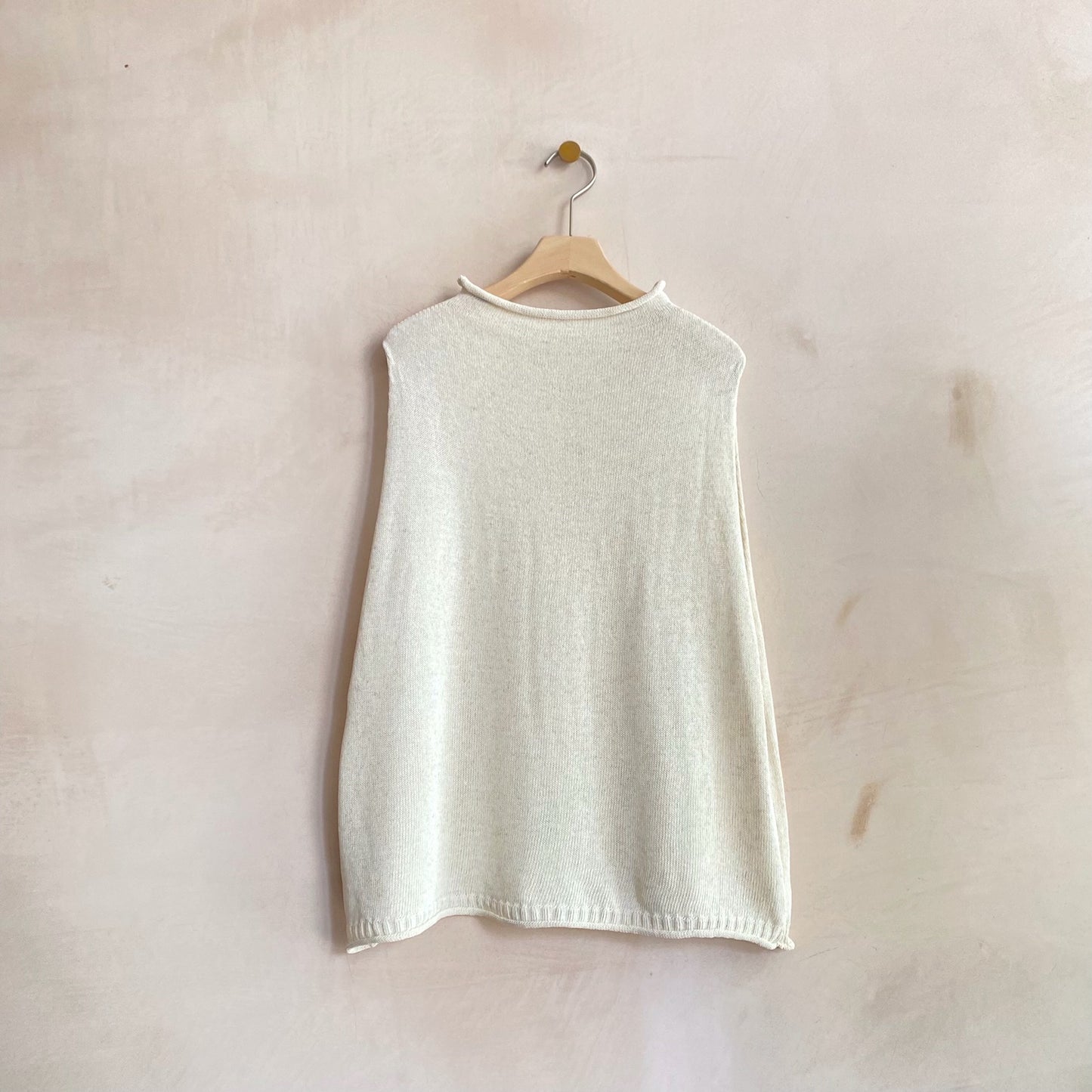 High neck knit TT top   -Ivory-