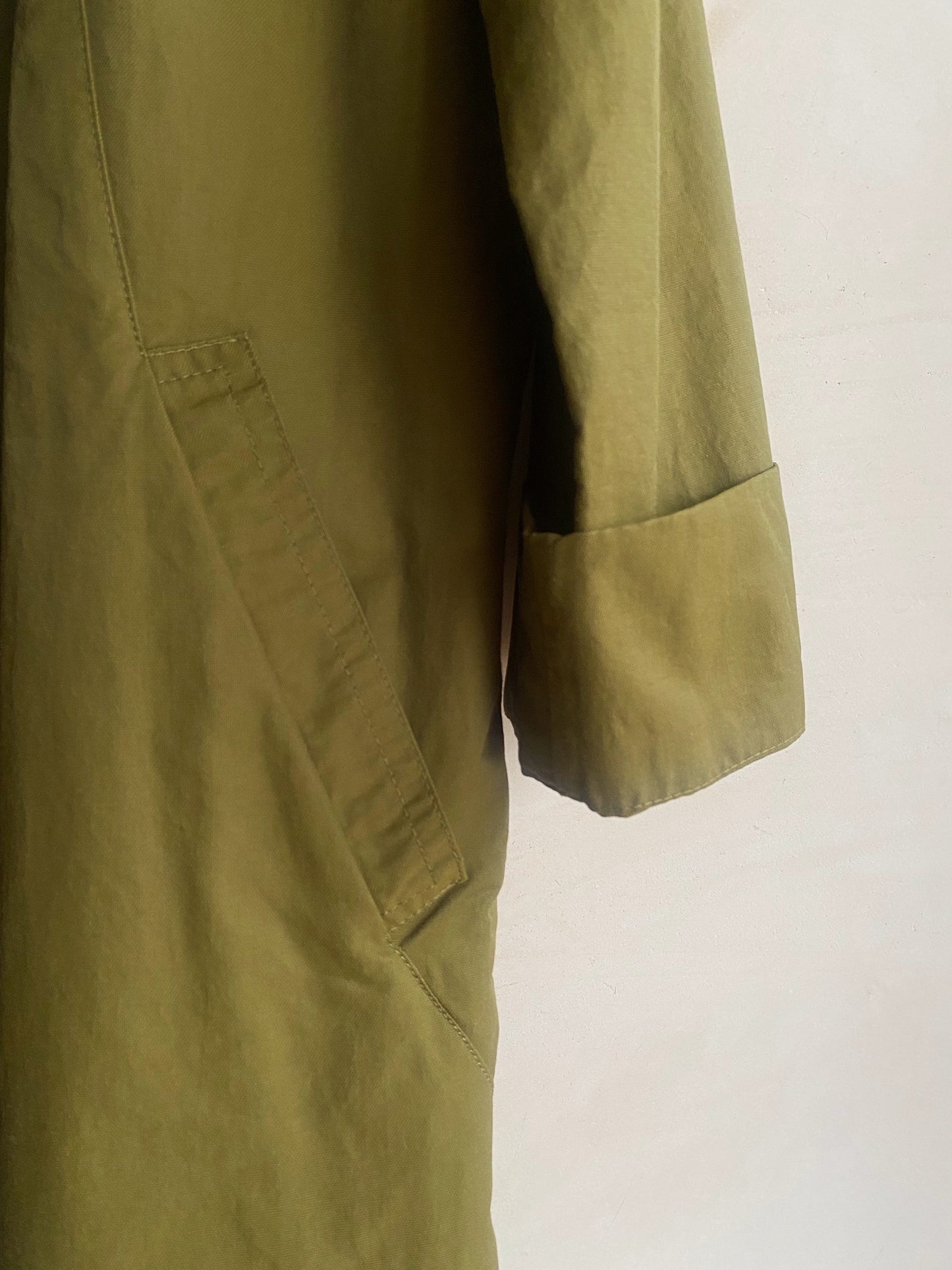 Double breasted folded sleeve shower proof Jacket -Khaki-