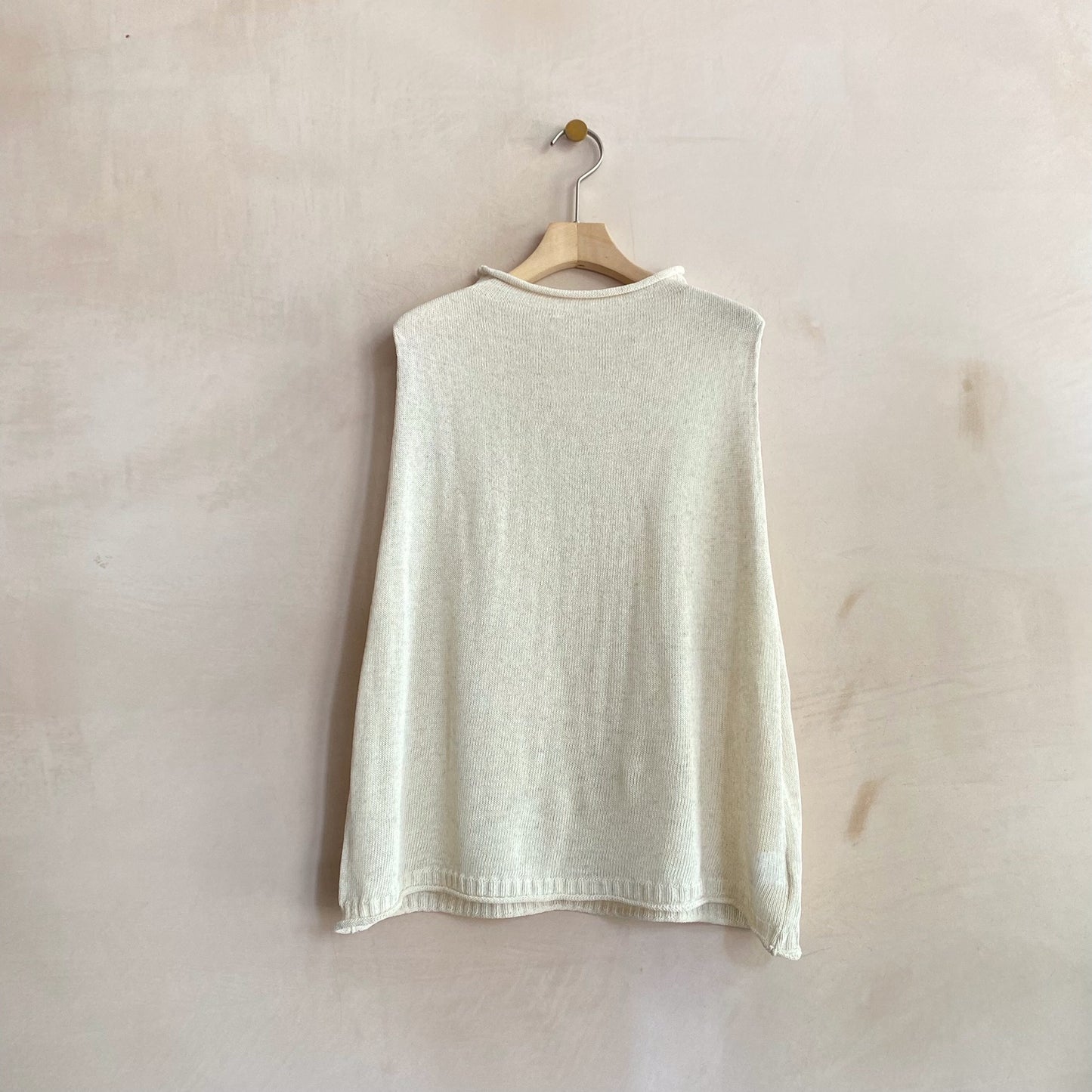 High neck knit TT top   -Ivory-