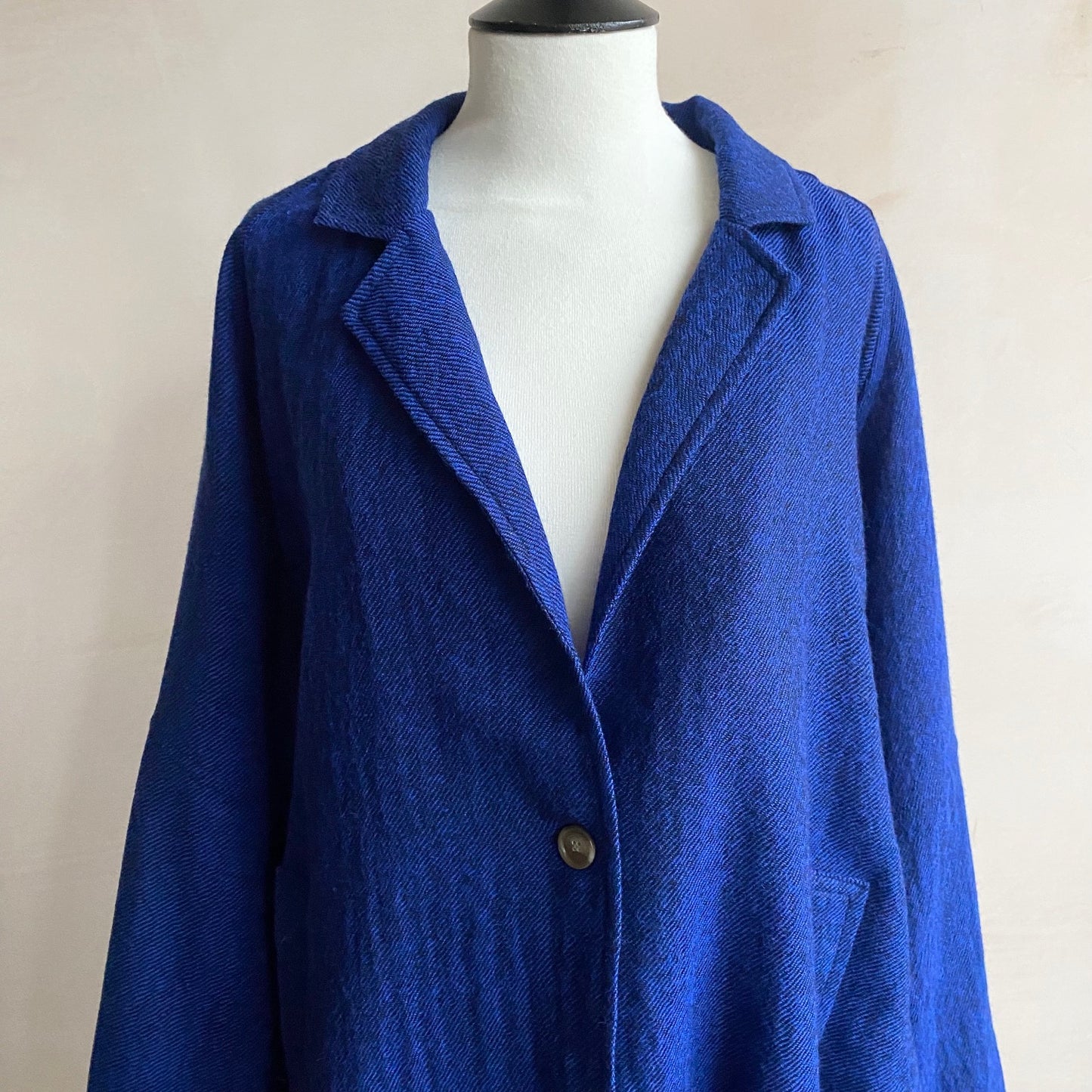 Balloon Sleeve light weight wool long Coat  -Blue-