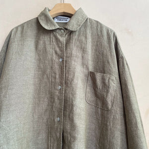 Cotton linen rounded collar JK -Khaki-