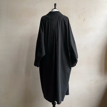 Ballooned Sleeve Long Coat -Black-