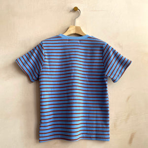 RIB STRIPE T -BLUEX BROWN-