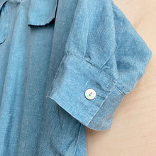 Double front pockets linen dress -BLUE-