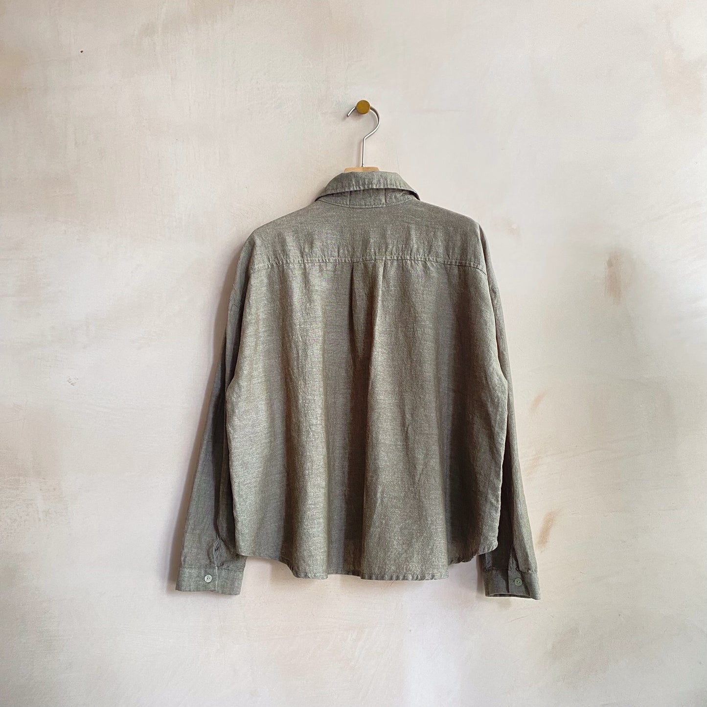 Cotton linen colour Shirt Jacket -Khaki-