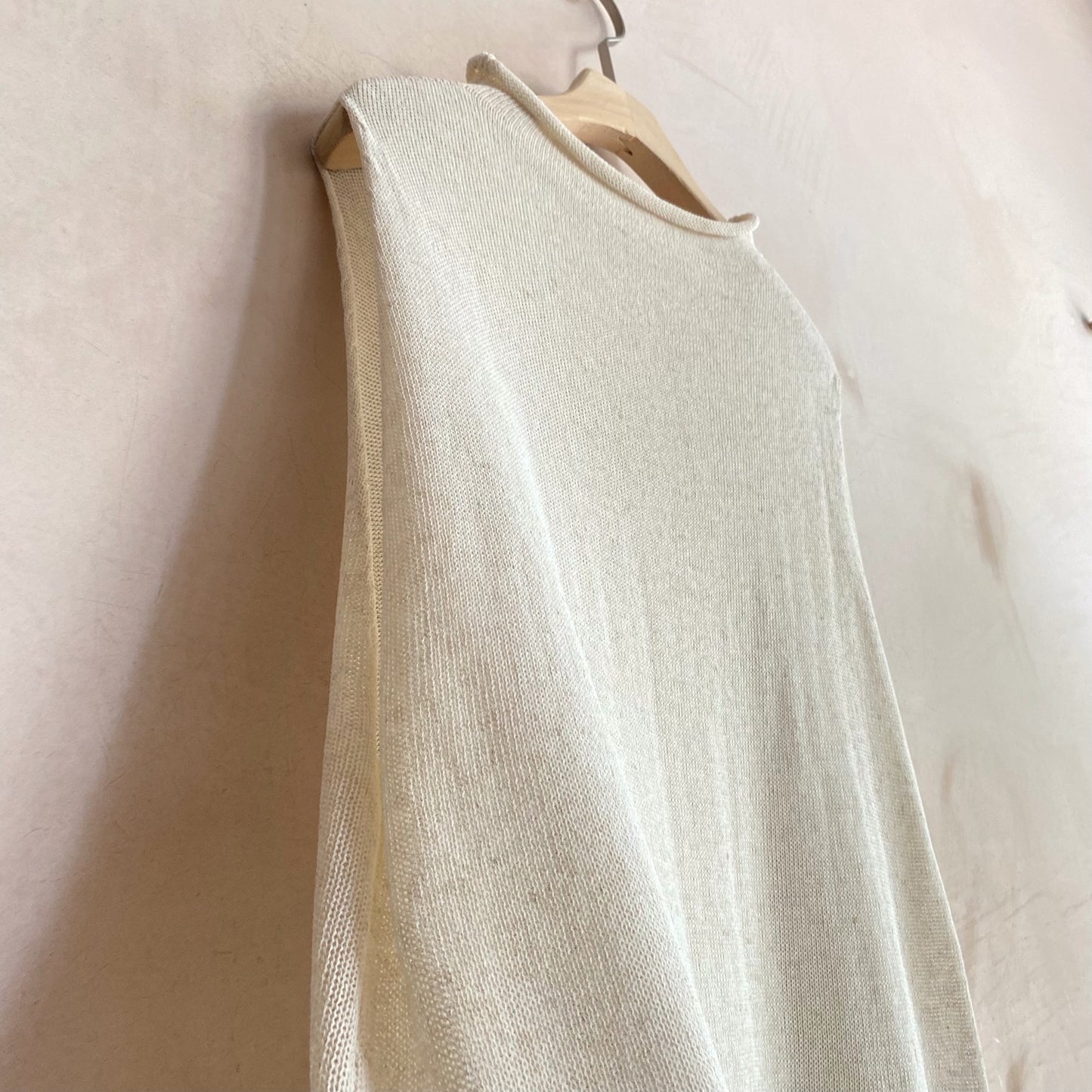 High neck knit TT top   -Ivory-