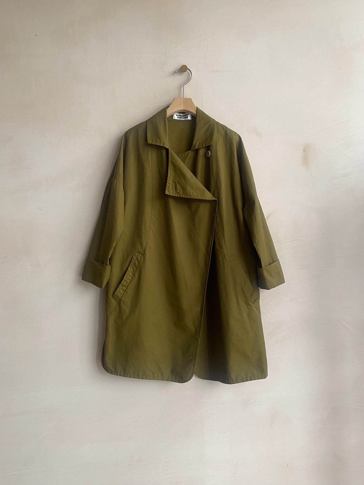 Double breasted folded sleeve shower proof Jacket -Khaki-