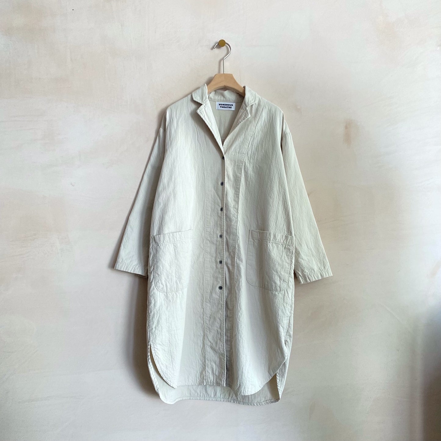 Textured cotton Long coat -Beige-