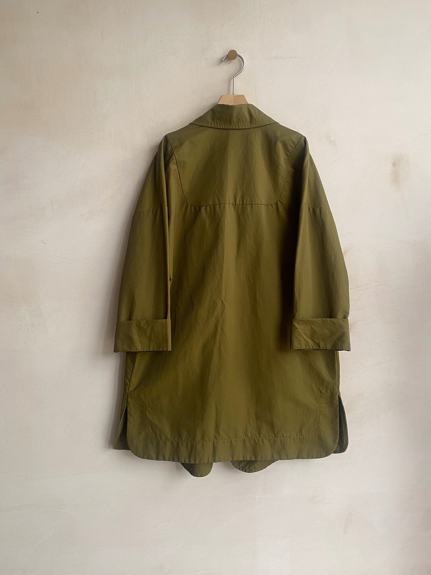 Double breasted folded sleeve shower proof Jacket -Khaki-