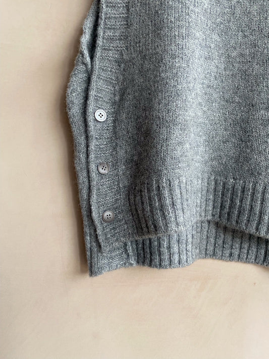 Side button knit vest -L.brown-
