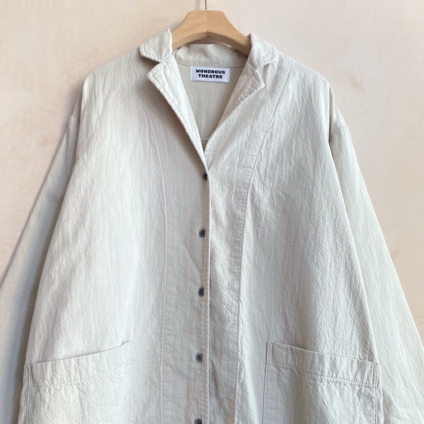Textured cotton Long coat -Beige-