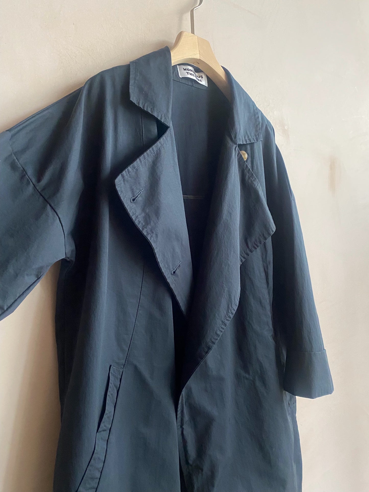 Double breasted folded sleeve shower proof Jacket -Black-