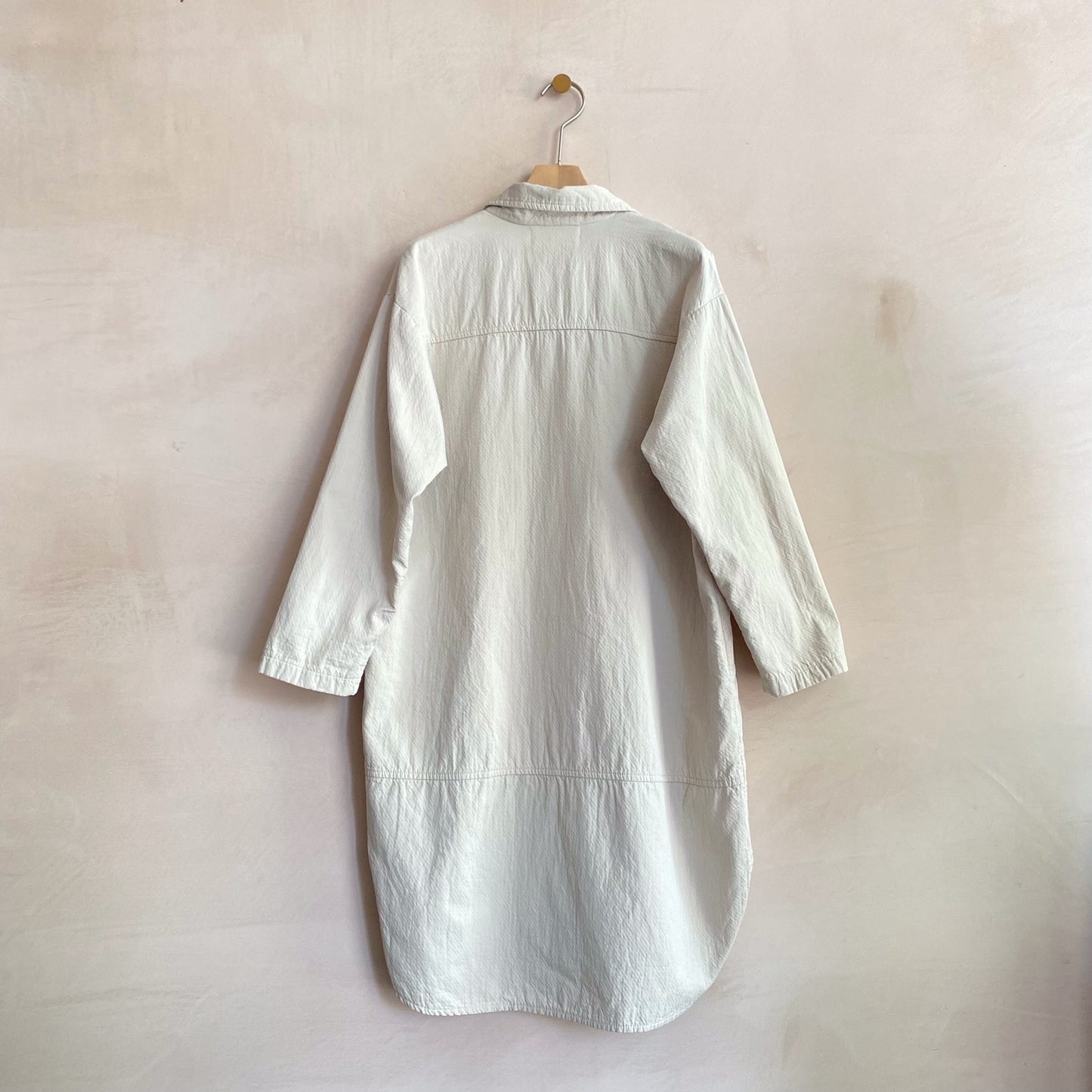 Textured cotton Long coat -Beige-