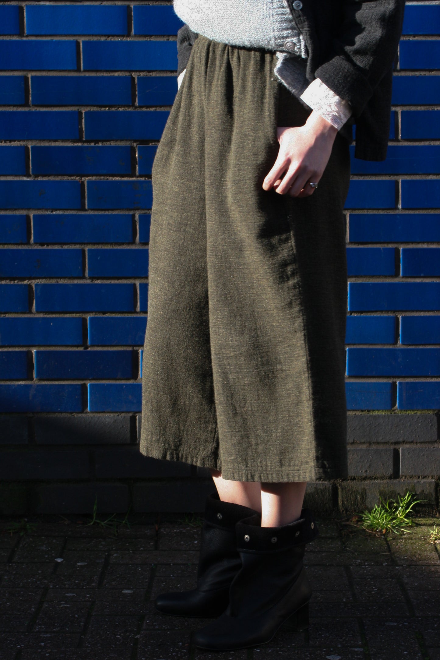 Marie trousers brushed cotton -Khaki-