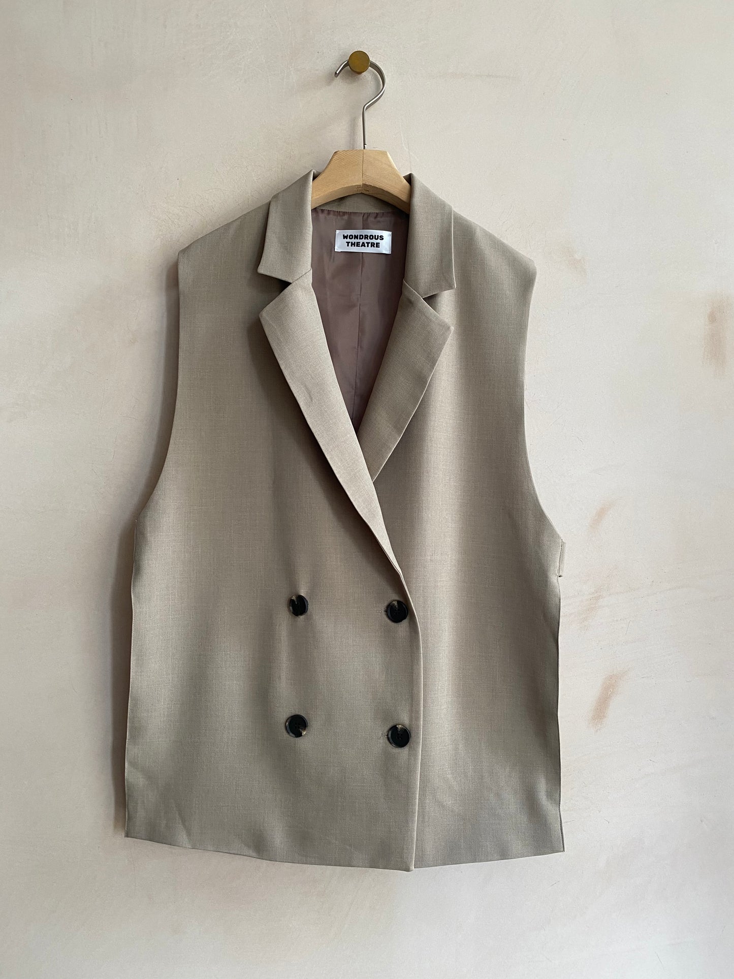 Side open button Vest -Beige-