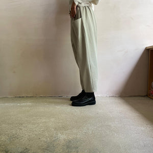 Full Length baggy Trousers with Floppy Front Pockets -Ivory-