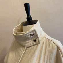 High neck kimono textured cotton Jackets -Ivory-