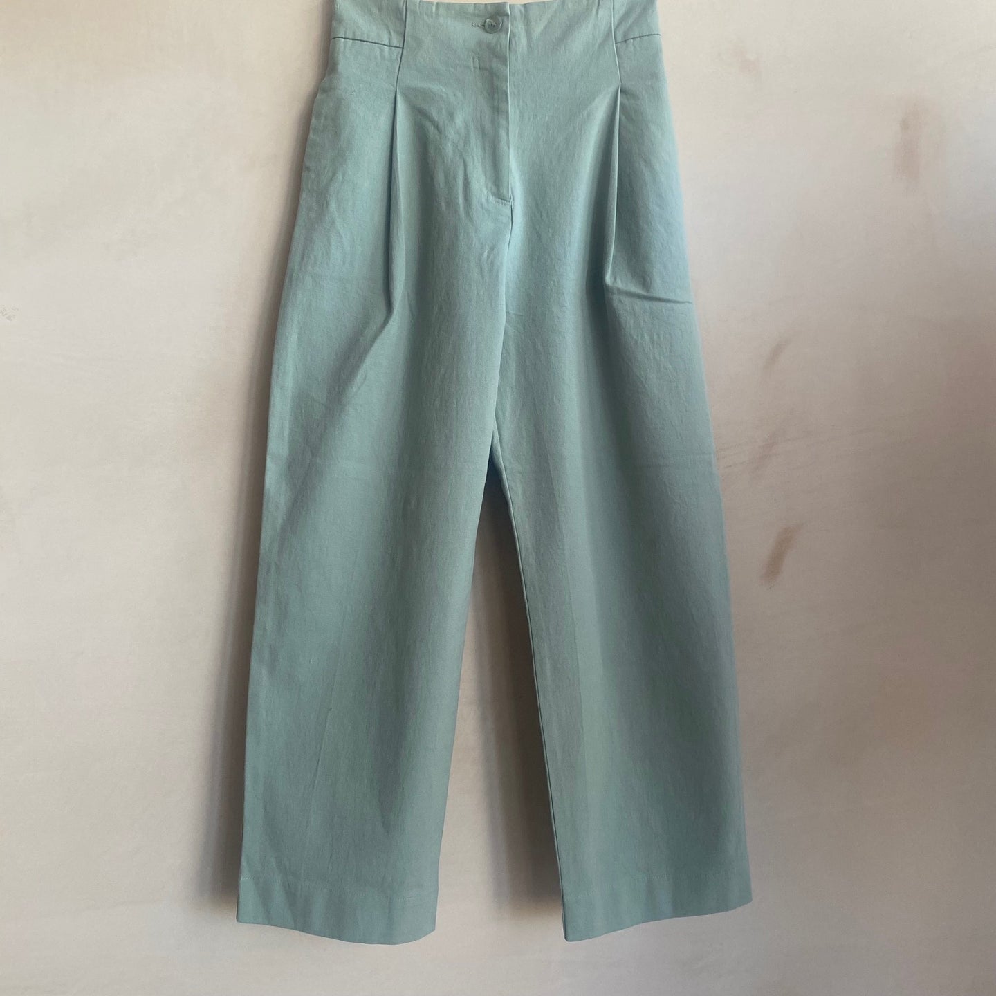 Pleated cropped trousers -Mint-