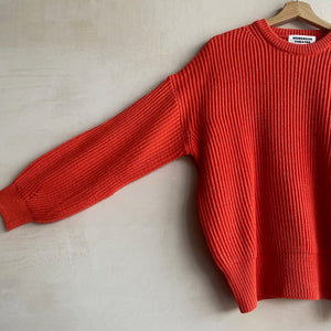 Circle neck rib jumper -Orange-