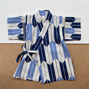 Japanese Jinbei Top and Shorts Set -Bow pattern Blue-