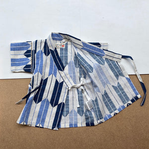 Japanese Jinbei Top and Shorts Set -Bow pattern Blue-