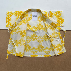 Japanese Jinbei Top and Shorts Set -Flower dye Yellow-