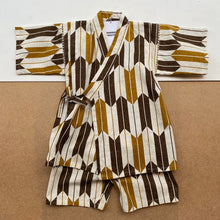Japanese Jinbei Top and Shorts Set -Bow pattern Brown-