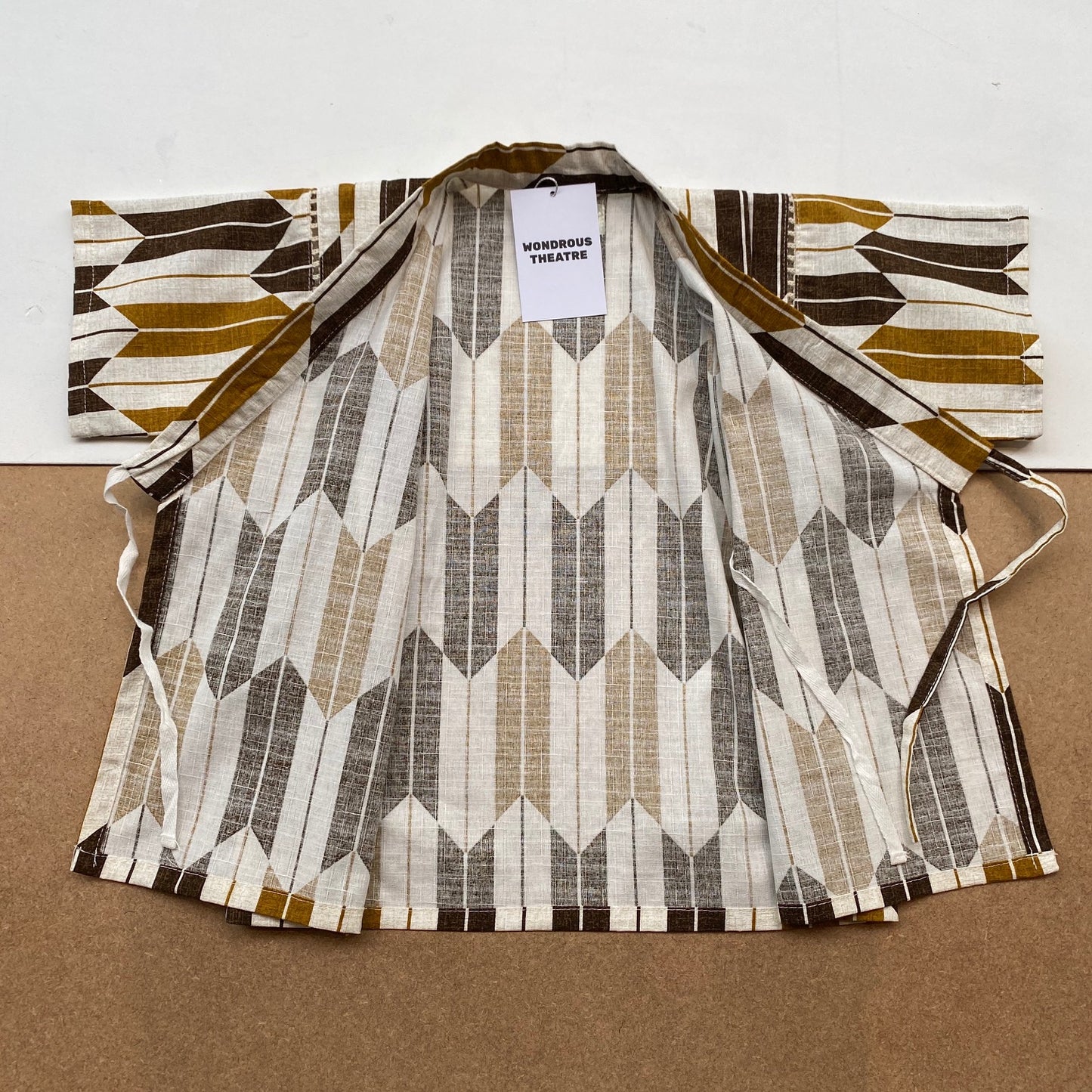 Japanese Jinbei Top and Shorts Set -Bow pattern Brown-