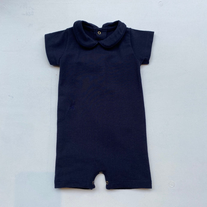 SS Collared Bodysuit with shorts -Navy-