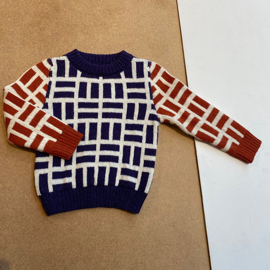 Alpaca knit wear Simon jumper jacquard Navy