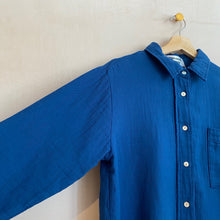 TexturedCotton shirts -Blue-