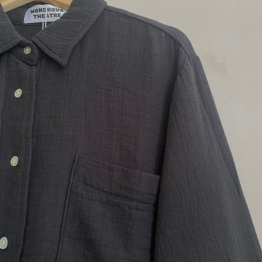 Textured Cotton shirts -Black-