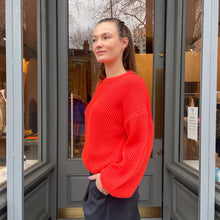 Circle neck rib jumper -Orange-