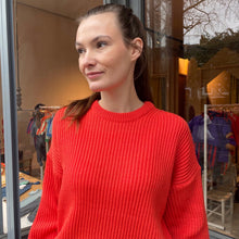 Circle neck rib jumper -Orange-