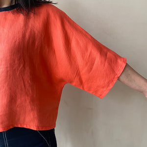 Irish Linen Cropped top -Turquoise-