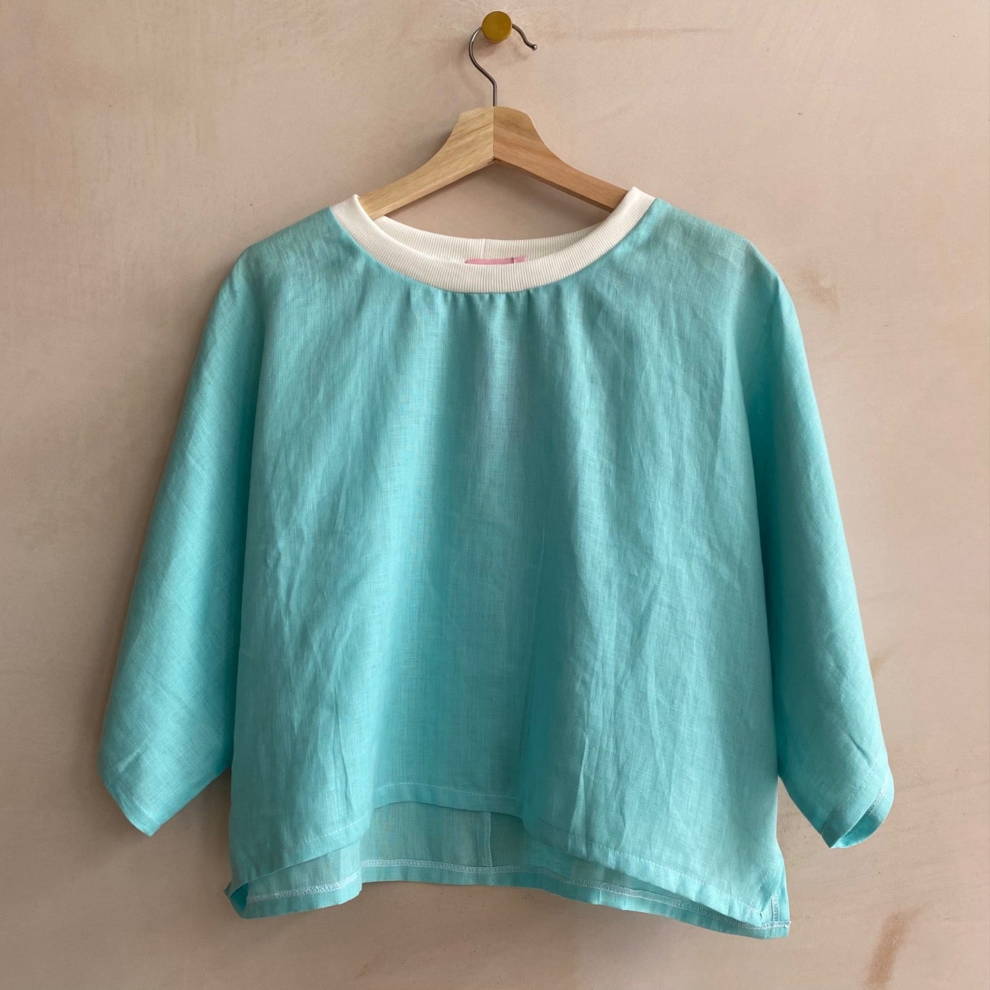 Irish Linen Cropped top -Turquoise-