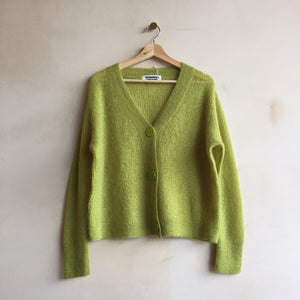 Mohair Cardigan  with wooden button -Beige-