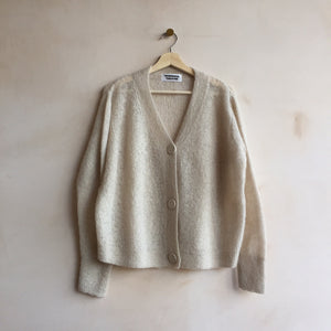 Mohair Cardigan  with wooden button -Light Pink-