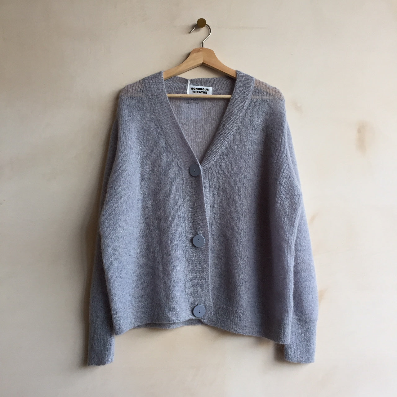 Mohair cardigan  with wooden button -Light Purple-