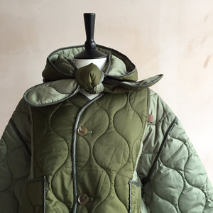 Quilting hood short JK with attached hood -Khaki-