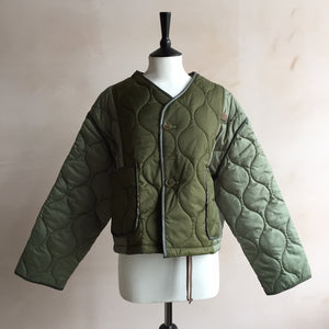 Quilting hood short JK with attached hood -Khaki-